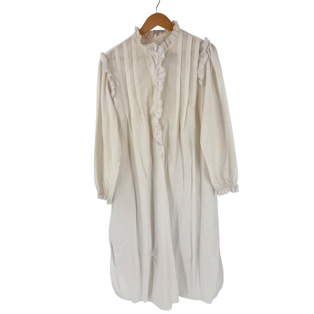 Vintage Jodie Arden Nightgown Ivory Medium Victorian Cottagecore Lace Eyelet